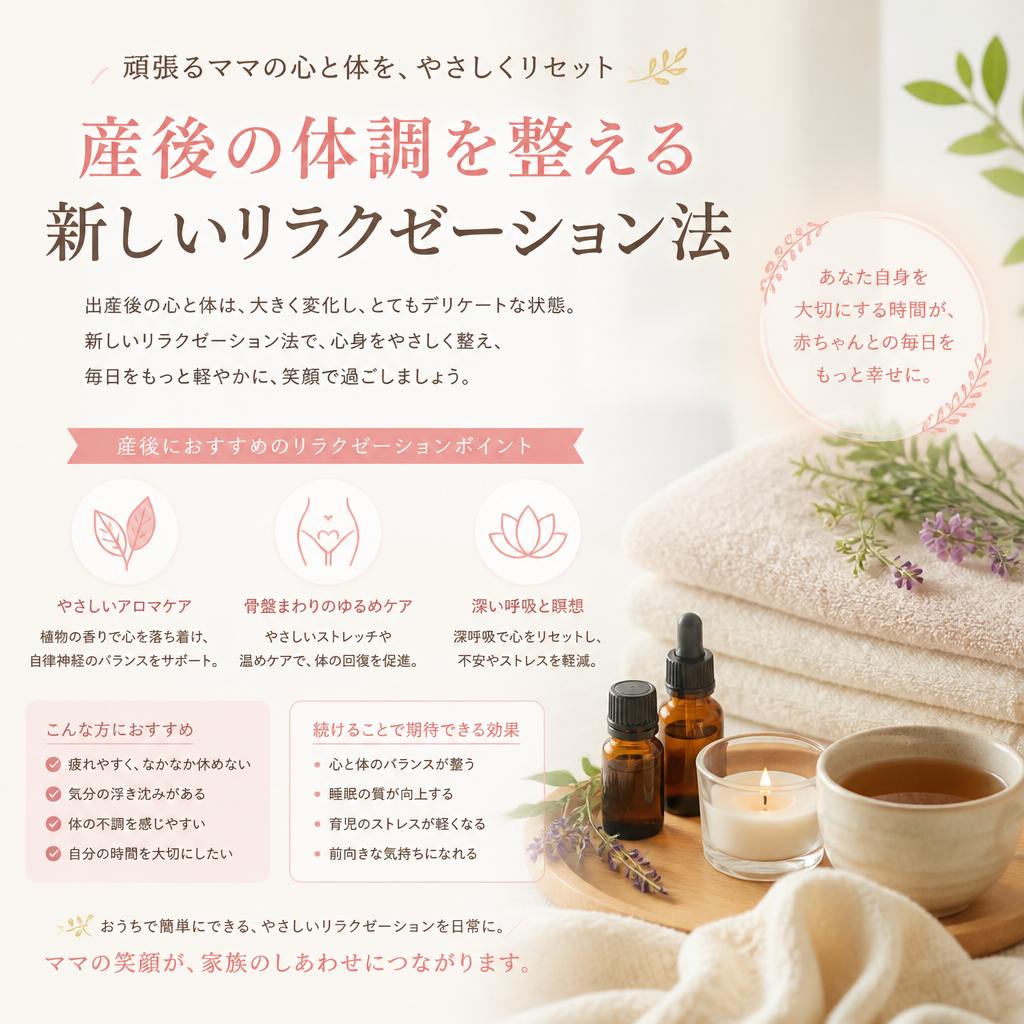 産後の体調を整える新しいリラクゼーション法