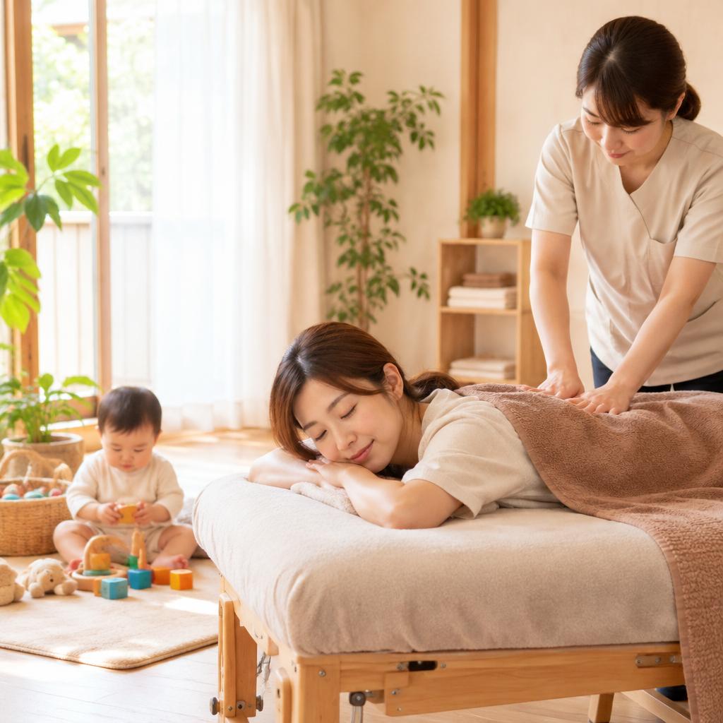 産後の身体に、ひと息つけるケアを。亀有の完全予約制サロンで、お子さまと一緒に安心の整体時間を。